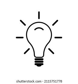 Lightbulb icon. Black and white light icon symbol vector illustration