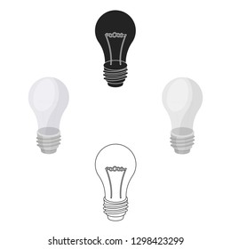 Lightbulb icon in cartoon style isolated on white background. Light source symbol stock vector illustration