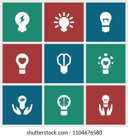 Lightbulb icon. collection of 9 lightbulb filled icons such as bulb heart. editable lightbulb icons for web and mobile.