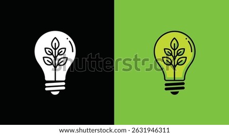 A lightbulb icon containing a plant, representing eco-friendly energy and sustainability.