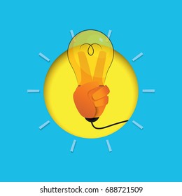 Lightbulb icon with creative idea flat design.Business start up concept.Vector illustration.
