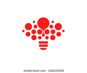 Lightbulb icon. Creative idea logo design concept. Bright red circles, bubbles vector art. Solution for inspiration sign.