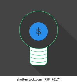 lightbulb icon with dollar inside with shadow