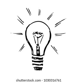 LightBulb icon. Doodle hand drawn sign.