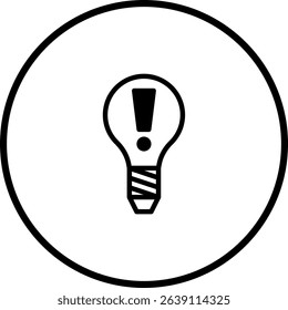 Lightbulb icon with exclamation mark inside a circle for idea concept illustration