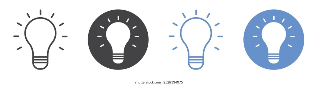 Lightbulb icon Flat art in black and white isolated