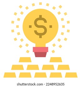 lightbulb icon flat color vector illustration . business symbol