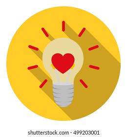 Lightbulb icon in flat style isolated on white background. Romantic symbol stock vector illustration.