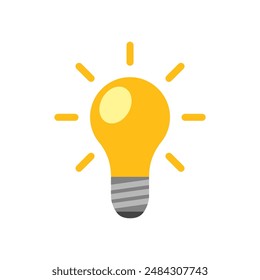 Lightbulb icon with flat style. Simple lightbulb vector 