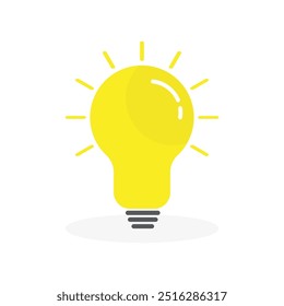 Icono de bombilla con estilo plano. Vector de bombilla simple