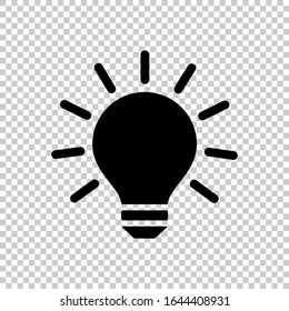 lightbulb icon flat vector on transparent background