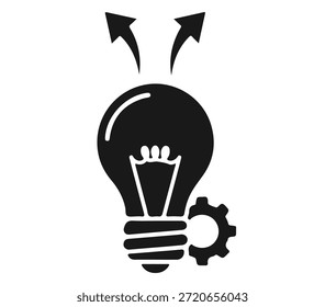 Un icono de bombilla con un engranaje interior representa una idea creativa