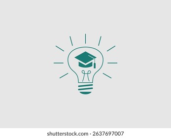 A lightbulb icon with a graduation cap inside
