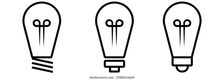 Lightbulb icon . Idea symbol. Electric lamp, light, innovation, solution, electricity. Outline, flat and colored style. Flat design. eps 888