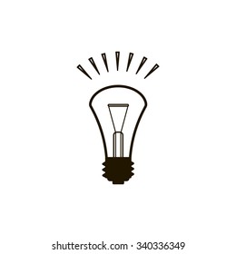 The lightbulb icon. Illumination symbol. Flat Vector  