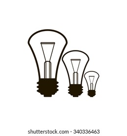 The lightbulb icon. Illumination symbol. Flat Vector 