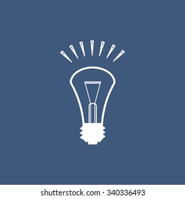 The lightbulb icon. Illumination symbol. Flat Vector  