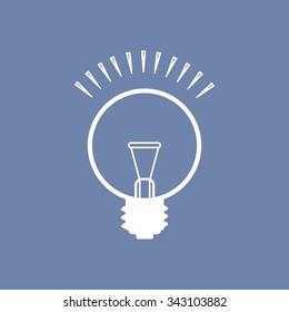 The lightbulb icon. Illumination symbol. Flat Vector 