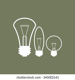 The lightbulb icon. Illumination symbol. Flat Vector 
