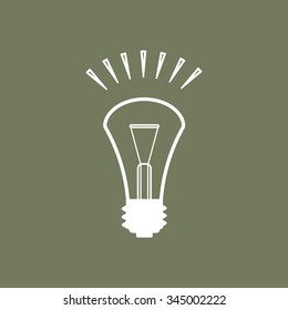 The lightbulb icon. Illumination symbol. Flat Vector  
