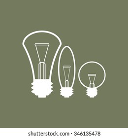 The lightbulb icon. Illumination symbol. Flat Vector 