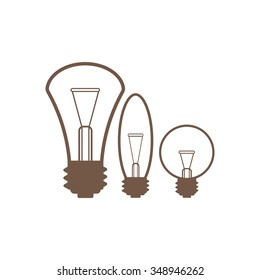 The lightbulb icon. Illumination symbol. Flat Vector  