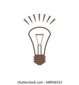 The lightbulb icon. Illumination symbol. Flat Vector  