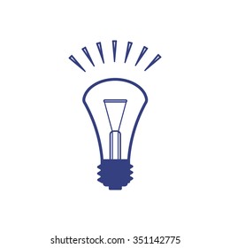 The lightbulb icon. Illumination symbol. Flat Vector  