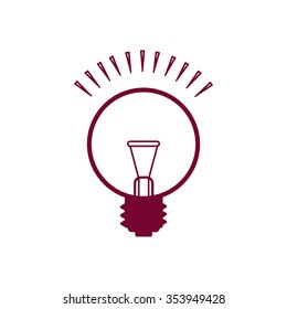 The lightbulb icon. Illumination symbol. Flat Vector 