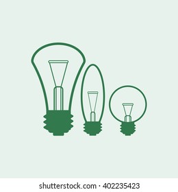 The lightbulb icon. Illumination symbol. Flat Vector illustration