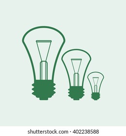 The lightbulb icon. Illumination symbol. Flat Vector illustration
