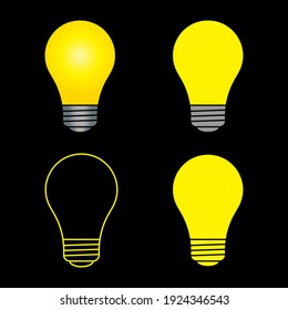 Lightbulb Icon. Incandescent Lamp Symbol. Idea And Innovation Sign. Creative Energy Or Inspiration Logo. Light Bulb Silhouette Isolated On White Background. Vector Illustration Image.