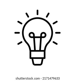 Lightbulb Icon. Line Art Style Design Isolated On White Background