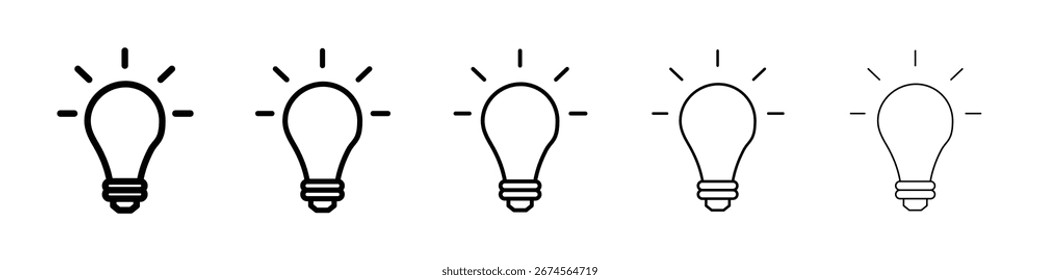 Lightbulb icon logo in stroke lines collection