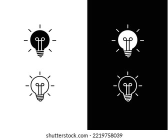Lightbulb icon logo vector fill and line style with live stroke.