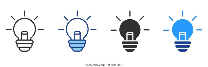 Lightbulb Icon Multiple Style Vector Collection