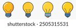 Lightbulb icon on light background. Idea symbol. Electric lamp, lights, innovation, Light bulb with rays shine. Collection of Signs of Lightbulbs. Light bulb icon set. Lamp icons. Idea light bulb