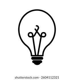 Lightbulb icon on light background. Idea symbol. Electric lamp, light, innovation, solution, creative thinking, electricity. Outline, flat and colored style. Flat design. 