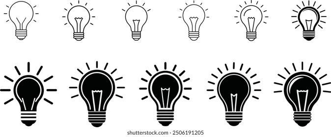 Lightbulb Icon on Transparent Background: Symbol of Creativity and Ideas."Idea Lightbulb Icon: Transparent Background Vector for Inspiration.Bright Idea Icon: Lightbulb Symbol on Transparent Backgroun