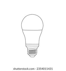 Lightbulb icon on white background. Idea symbol. Electric lamp, light, innovation, solution, creative thinking, electricity. Outline, flat and colored style. Flat design.