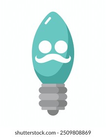 Lightbulb icon on white background. Vector Emoticon. Idea symbol. Emoticons big set. Electric lamp, light, innovation, solution, creative thinking, electricity. Funny emoticons faces. Flat design. 
