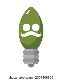 Lightbulb icon on white background. Vector Emoticon. Idea symbol. Emoticons big set. Electric lamp, light, innovation, solution, creative thinking, electricity. Funny emoticons faces. Flat design. 
