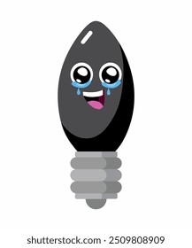 Icono de la bombilla en el fondo blanco. Vector Emoticon. Símbolo de la idea. Emoticonos de gran conjunto. Lámpara eléctrica, luz, innovación, solución, pensamiento creativo, electricidad. Caras divertidas de emoticonos. Diseño plano. 