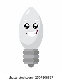 Lightbulb icon on white background. Vector Emoticon. Idea symbol. Emoticons big set. Electric lamp, light, innovation, solution, creative thinking, electricity. Funny emoticons faces. Flat design. 