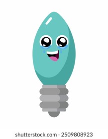 Lightbulb icon on white background. Vector Emoticon. Idea symbol. Emoticons big set. Electric lamp, light, innovation, solution, creative thinking, electricity. Funny emoticons faces. Flat design. 