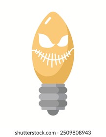 Lightbulb icon on white background. Vector Emoticon. Idea symbol. Emoticons big set. Electric lamp, light, innovation, solution, creative thinking, electricity. Funny emoticons faces. Flat design. 