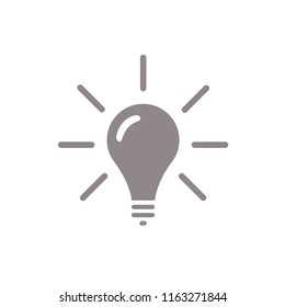 Lightbulb icon with rays. Idea simbyl. Creative lamp sign. Thinking concept. Lighting electric lamp. Electricity and shine.