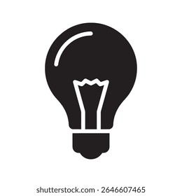 Lightbulb icon representing a new idea innovation and a moment of creative inspiration for a business solution or a bright thought vector solid glyph icon