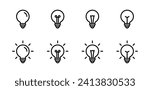 Lightbulb Icon Set. Bulb lamp icon, Lamp icons, Idea light bulb icon vector illustration.