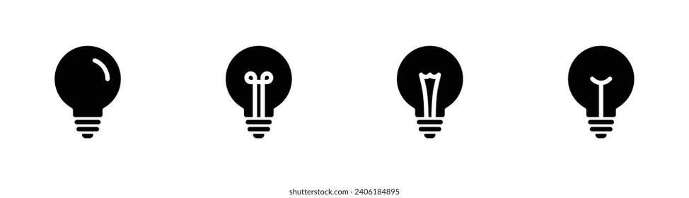 Lightbulb Icon Set. Bulb lamp icon, Lamp icons, Idea light bulb icon vector illustration.